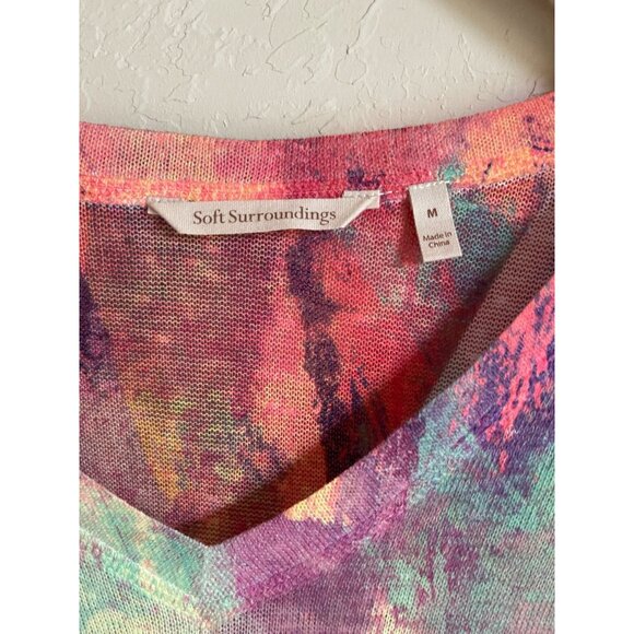 Soft Surroundings Plein De Couleurs Size Medium Knit Colorful Vibrant Rainbow Ar - Picture 5 of 7